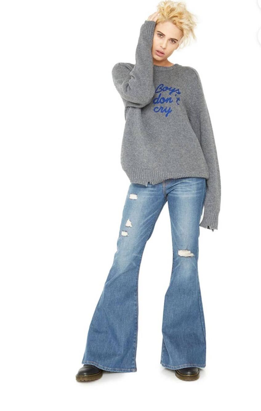 Sandrine Rose Super Flare Distressed Jeans in Rock - 30